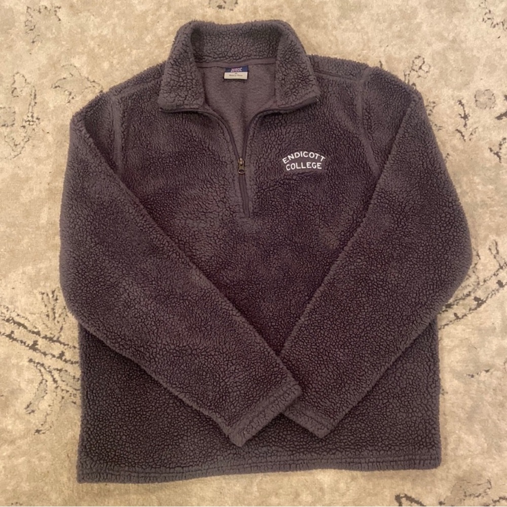 Endicott College Unisex Gray Quarter-Zip Teddy Pull Over
